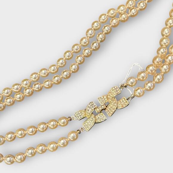 KJL Kenneth Jay Lane Vintage Double Strand Pearl Style Necklace - Picture 4 of 8